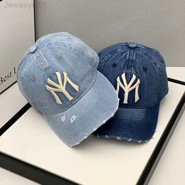 Luxury Brand MY Embroidered Washed Denim Baseball Cap for Men High Quality Black Vintage Y2k Dad Hats Gorras Hombre 240301F2ZI