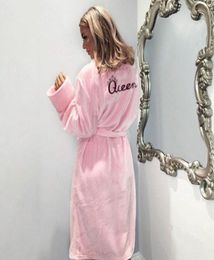 Women Sleepwear Femme Lingeries Warm Winter Flannel Bathrobe Women Bath Robe Soft Thick Cute Pink Robes Dressing Gown Sleepwear7981674