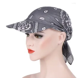 Berets Unisex Women Bandana Turban Headscarf Summer Adjustable Cotton Baseball Cap Beach Uv Protection Sun Hats Square Visor Scarf Hat