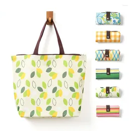 Shopping Bags Folding Tote Bag Women Casual Eco Reusable Flower Button Pouch Case Travel Solid Handbag Shopper