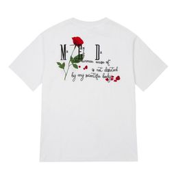 Mens Designer t Shirt Summer New Country Tide Rose Three-dimensional Flower Bud Embroidery Casual Men and Women with Loose Short Sleeves