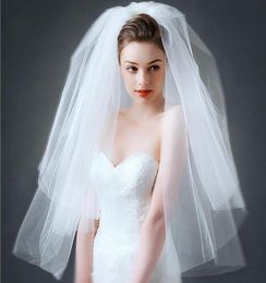 Double Layers Hand Length Veils Custom Made Top Quality Romantic Wedding Veils Simple Ruched Bridal Hair Accessories Veil 7037013