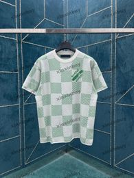 xinxinbuy Men designer Tee t shirt 2024 Italy Chessboard grid Knitted short sleeve cotton women Grey black white green S-2XL