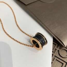2024 V gold material charm pendant necklace with black color band ring in 18k rose gold plated have stamp box PS3198B
