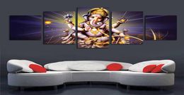 Canvas Pictures Wall Art HD Prints 5 Pieces Ganesha Paintings Modular Living Room Elephant Head God Poster Home Decor No Frame2277119