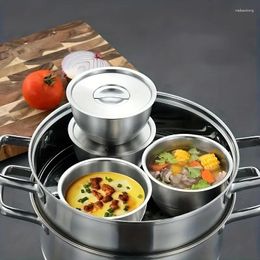 Double Boilers 1PC 304 Stainless Steel Household Steamed Egg Bowl Kitchen Baking Utensils Can Be Used For Steaming Various Ingredients