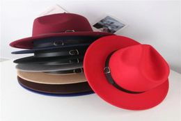 Factory INS 7 Colors Fashion Hats Mother And Me Elegant Solid Adults Fedora Hat Band Flat Brim Jazz Kids Panama Caps8748221