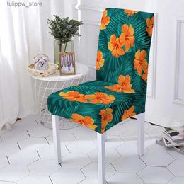Chair Covers Tropical Leaves Seat Chair Cover 3D Print Dining Chair Cover For Home Decor Polyester Stretch Chair Slipcover Universal Size L240315