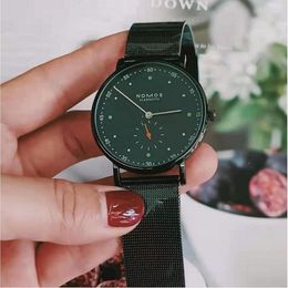 Casual Brand NOMOS Waterproof Watch Black Stainless Steel Business Quartz Men Dress Watches Women Famous small dials work Relogio 248D