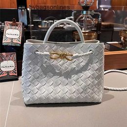 Botteg Venet High end bags for Jodie Bag Pouch Andiamo 2024 New Genuine Leather Womens High Grade Woven Handbag Metal Rope Buckle Tote Single Original 1:1 with real logo