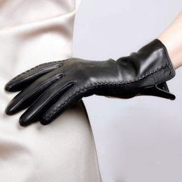 2019 new Elegant Women Leather Gloves Autumn And Winter Thermal Trendy Female Glove Plus fluff294V