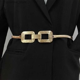 Belts Fashion Gold Chain Belt Female Waist Adjustable Desinger Belts For Women High Quality Luxury Brand Punk Metal Dress WaistbandY240315