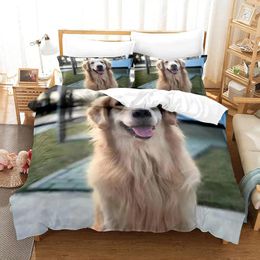 Bedding Sets Golden Retriever Duvet Cover Set Boys Pet Pattern Comforter Twin Size Print Microfiber Animal Dogs Quilt