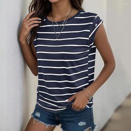 Women's Blouses Breathable Striped T-shirt Tank Top Print Tunic Tops For Women Streetwear Vest With Loose Fit Summer Outfit A