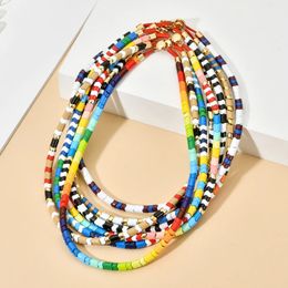 Boho Multicolor Metal Necklaces For Women Choker Beads Pendant Statement Necklace Beaded Ethnic Jewellery Handmade Gift 240311