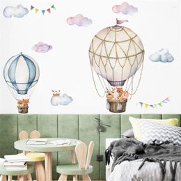 Wall Stickers Colour Clouds Air Balloon For Kids Room Decor Cartoon Animal Decals Home Art Murals Wallpaper