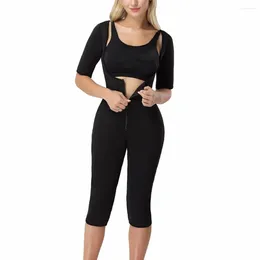 Women's Shapers YUMDO Elastic Zip Up Waist Shaper Underbust Sliming Bodysuit Arm Control Thigh Shapewear Black Sweat Full Trainer