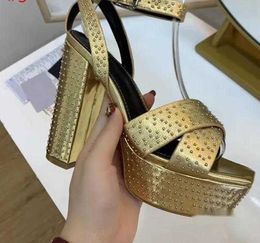 Fashionable and high quality new bridal shoes 5.5cm high platform Sandals Cowhide Sexy T Show Shoes heel Summer Gladiators for women