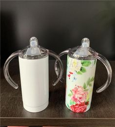 12oz mugs Blank Sublimation Sippy Cup Stainless Steel Baby Water Bottle With Handle Double Wall Vacuum Insulated Kids Drinking Tum4079993