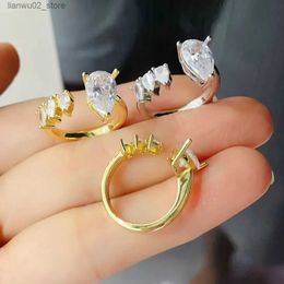 Wedding Rings 10 pieces of fashionable womens Jewellery punk party open and adjustable 18K gold-plated minimalist white shell pearl/transparent zircon ring Q240315