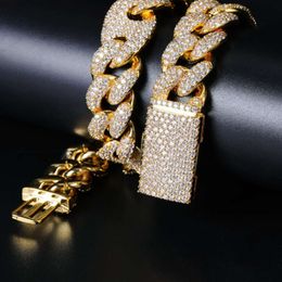 American and European Hip Hop Fashion 18 Karat Gold Diamond Bracelet Vvs Moissanite Cuban Link Chain Bracelet for Men Women