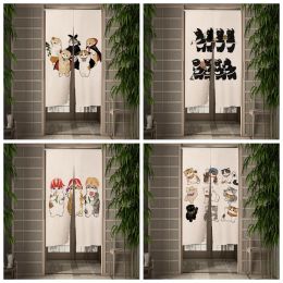 Curtains Japanese Door Curtain Split Style Noren for Living Room Kitchen Partition Cafe Hanging Decorative Drapes Washable HalfCurtain