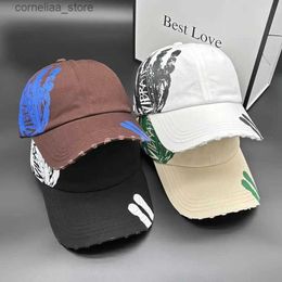 Ball Caps New Funny Palm Graffiti Baseball Cap For Men Washed Cotton Casquette Male Dad Hat Women Summer Sun Protection Sports HatY240315