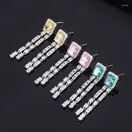 Cluster Rings S925 Full Body Silver Network Red Anchor Selling High Carbon Diamond Radian Cutting Simulation Colorful Earring Stone 6 8