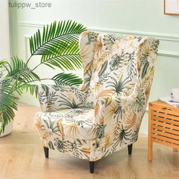 Chair Covers Flowers Printed Wing Chair Cover Stretch Spandex Armchair Covers Washable Elastic Wingback Chair Slipcover Seat Cushion Cover L240315