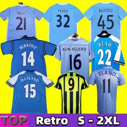 MANS CITIES Classic Retro Soccer Jerseys 72 94 96 97 98 99 00 Haaland EIDOS Gallagher SUN WEAH Tevez SILVA KOMPANY Kun Aguero Vintage Football Shirts 2011 2012 13 14 15 16