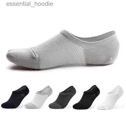 Men's Socks 5 Pairs/lot Bamboo Fibre Men Invisible Mesh Boat Short Non-slip No Show Casual Business CalcetinesC24315