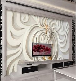 Custom Relief sculpture beautiful woman Po Wall paper 3D Mural Wallpaper Art Design Bedroom Office Living Room home decoring6209873