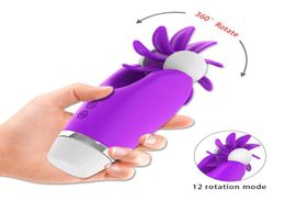 Rotating Vibrator Tongue Lick Blowjob Oral Sex Female Masturbator Clitoris Vagina Nipple Stimulation Vibrator Sex Toys For Women Y1168442