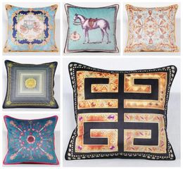 luxury velvet cushion cover blue horse sofa throw pillow case euro cojines ethnic geometric almofadas modern home decor8890401