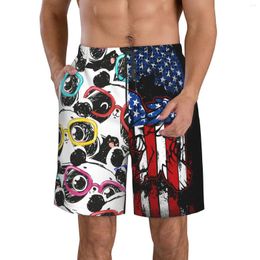 Men's Shorts Wansici Beach Adult Pants Seamless Hand Drawn Panda And Glasses Pattern