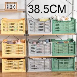 Baskets Big Size Plastic Foldable Storage Crate Basket Kitchen Fruit Toy Holder Cosmetic Container Shelf Organisers Home Car Folding Box