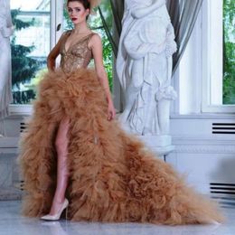 Skirts Fashion Tulle Skirt Ruffle Lush Bride For Women Tutu Maxi High Split Multi Layers Floor Length