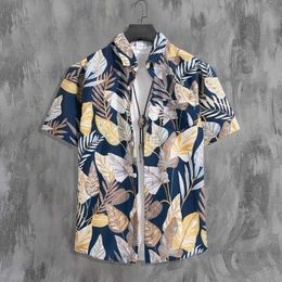 Summer New Ins Floral Thin Couple Shirt Top Loose Short Sleeve Shirt Mens Fashion