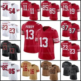 Christian McCaffrey 13 Brock Purdy Camisas de futebol Nick Bosa George Kittle Deebo Samuel Fred Warner Jerry Rice Montana Talanoa Hufanga Williams Brandon Aiyuk