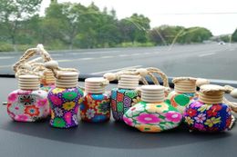 Perfume Bottle Polymer Clay Empty Perfume Glass Essential Oils Diffusers Fashion Car Pendant Car Hanging Ornament Packing Bottles 1582773