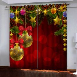 Curtains Christmas Curtains for the Living Room Hall Bedroom Kicthen Cloth Thin Curtains for Windows Grommet Top Home Decor 2 Panels