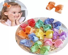 2022 NEW 30pcs 31INCH Gingham Ribbon Hair Bow Clips OR ELASTIC RUBBER Plaid Bows For Baby Girl Accessories1180244