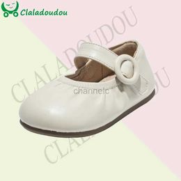 First Walkers Baby Shoes Claladoudou Shoes для маленьких девочек, простые в сплошной кожаной обуви для маленькой принцессы для детей 240315