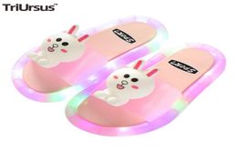 Slippers Kids Children's Luminous Summer Sandals for Girl Boy Lighting Animal Face Soft Bottom Cartoon Flip Flops 2109087809925