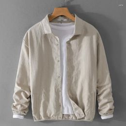 Men's Casual Shirts 2024 Spring And Autumn Comfortable Linen Mens Jacket Loose Solid Youth Versatile Cotton Men Clothing Z153