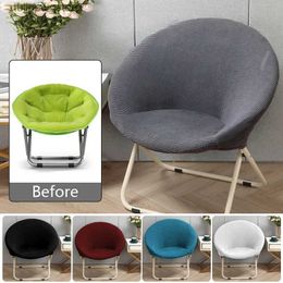 Chair Covers 1PC Round Moon Saucer Chair Cover Polyester Elastic Solid Color Lazy Folding Chair Cover Outdoor Camping Chair Protector L240315