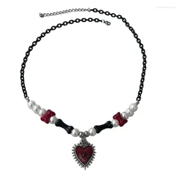 Pendant Necklaces Red Heart Thorns Jewellery Alloy Material Necklace For Women Girls