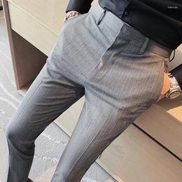 Men's Suits Vintage Korean Men Suit Pants 2024 Straight Slim Leg Dress High Quality Casual Long Trousers Clothing D190