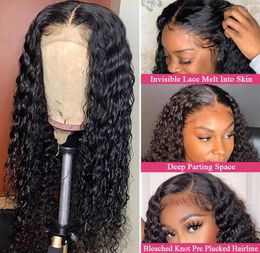 Utrue Indian 4x4 Closure Wig Deep Wave Lace Front Human Hair Wigs for Black Women Deep Curly Lace Closure Wig Prelucked Hairline146293469