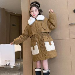 Down Coat Girls Parkas Winter Fleece Thicken Warm Outerwear For Kids Fashion Jacket School Teenage Children Coats 8 10 12 13 14 Years